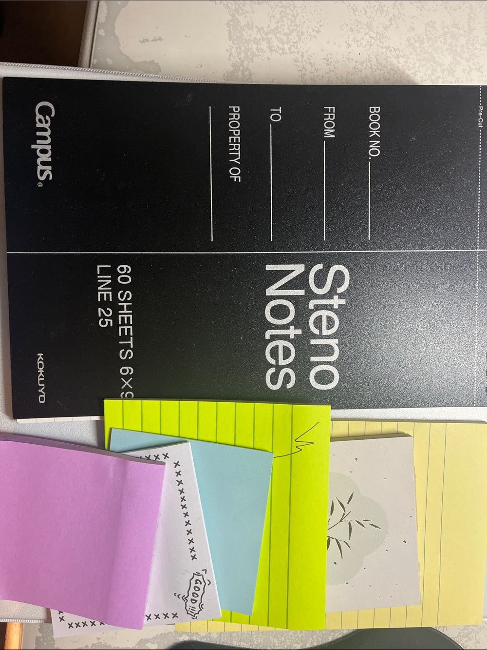 4 for $25 | Black Steno Notebook with Sticky Notes